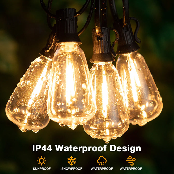 String Lights Outdoor Shatterproof Waterproof Plastic LED Bulb Dimmable Patio Garden Decor