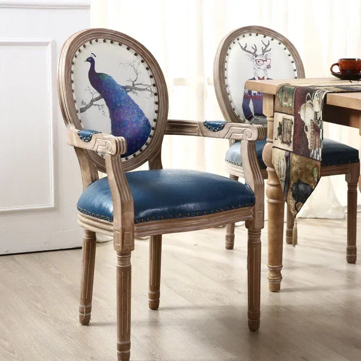 Retro Solid Wood Soft Chair - Simple Leather Seat, Dining Chair