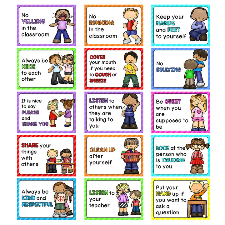 Classroom Rules Poster for Preschool Kindergarten Classroom Wall Decoration Educational Posters Language Arts Charts Montessori