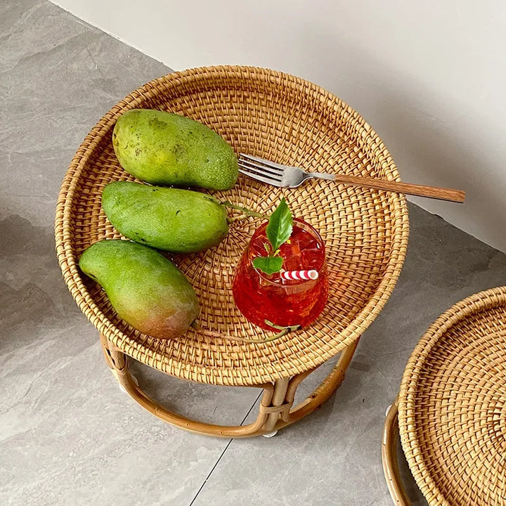 Creative Handmade Rattan Weaving Retro  Tea Table